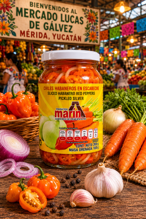 Rajas de Chile Habanero en Escabeche Marín 200 g